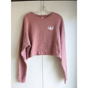 Moneyball Sportswear Pink Long Sleeve Cropped Sweatshirt Size L